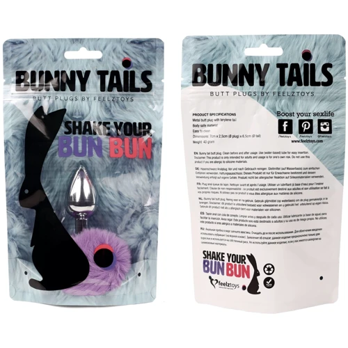 Анальная пробка FeelzToys - Bunny Tails Butt Plug Purple