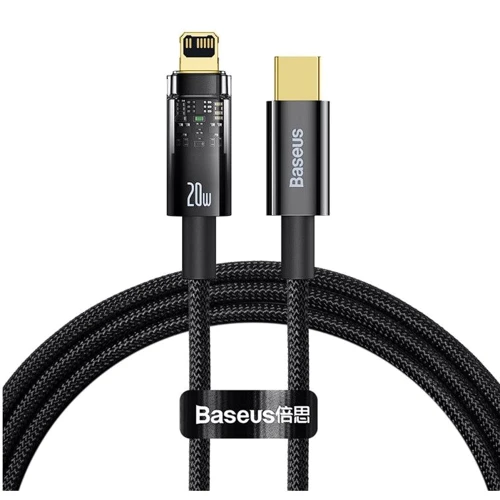Кабель Baseus Cable USB-C to Lightning Explorer Series Auto Power-Off Fast Charging 20W 1m Black (CATS000001)