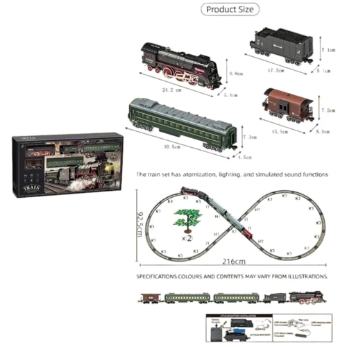 Залізниця: 5 вагонів завдовжки 104 см, звук, підсвічування, парогенерація (605 B)