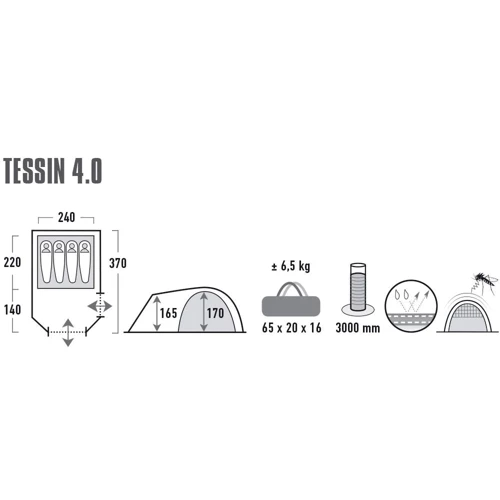 Палатка High Peak Tessin 4 Nimbus Grey