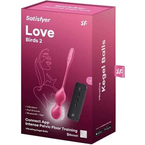 Вагинальные шарики с вибрацией Satisfyer Love Birds 2 Connect App Red