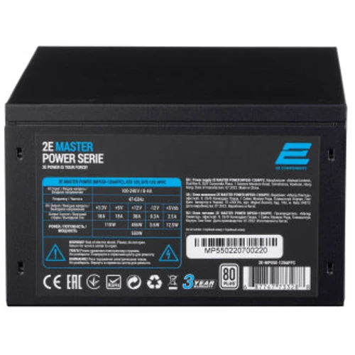 Блок питания 2E Master Power 550W (2E-MP550-120APFC): КПД, % 80