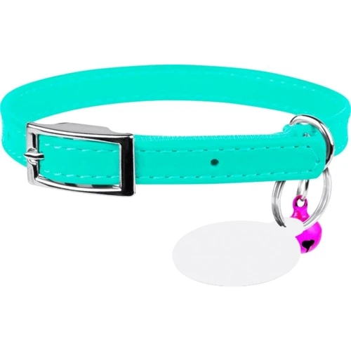 Ошейник Waudog Glamour с QR паспортом для котов кожаный ментоловый 9 мм (324813)