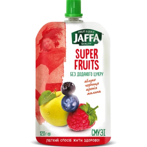Смузі Jaffa Super Fruits Яблуко-чорниця-чорноплідна горобина-малина 120 г (4820192260299)