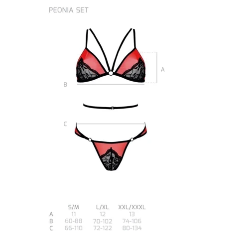 Комплект белья Passion PEONIA SET Red S/M red