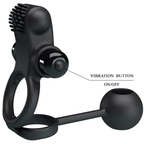 Виброкольцо с анальным шариком Pretty Love Vibration Penis Sleeve IV Black