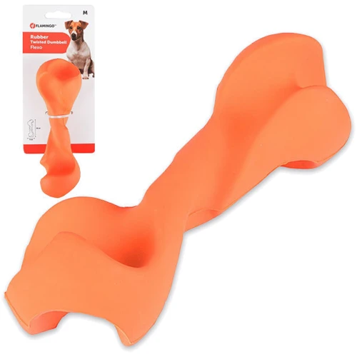 Игрушка Flamingo Rubber Flexo Twisted Dumbbell гантель скрученная жевательная для собак 16х5 см (54140)