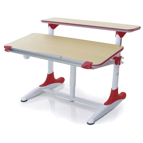 Стол Mealux Dali WR Beech (арт.BD-305 WR Beech) - столешница бук / накладки на ножках красные