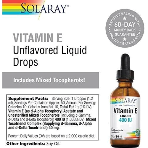 Solaray Vitamin E Liquid 400 IU 2 fl oz (60 ml) Витамин Е: Тип Витамин E