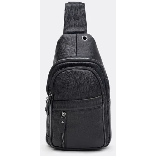 Чоловіча сумка слінг Borsa Leather чорна (k1338-black): Стать Мужской