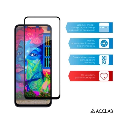 Аксессуар для смартфона ACCLAB Tempered Glass Full Glue Black for Xiaomi Redmi 12: Материал стекло