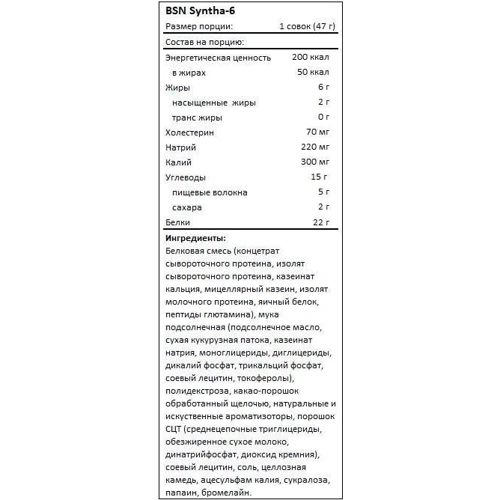 Протеин BSN Syntha-6 2,27 кг - chocolate: Вид Многокомпонентные