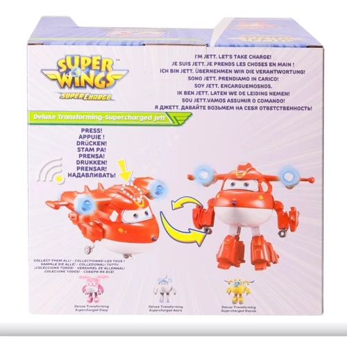 Игрушка-трансформер Super Wings Supercharge Lights & Sounds Jett Джетт ( свет, звук) (EU740431): Развитие и изучение Развитие мелкой моторики, Развитие логики, Развитие воображения