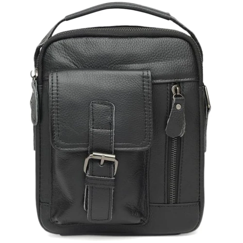 Мужская сумка через плечо Keizer черная (K11827-black): Фактура Матовая, Зернистая