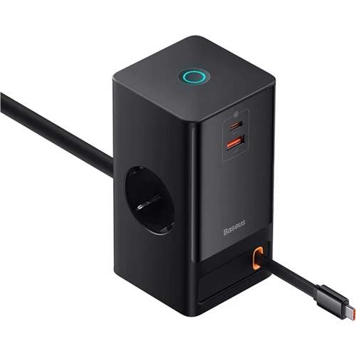 Зарядное устройство Baseus Wall Charger 2AC+USB+USB-C PowerCombo PowerStrip Retractable-C 65W Black (PSLR000301): Кабель в комплекте встроенный, USB-C
