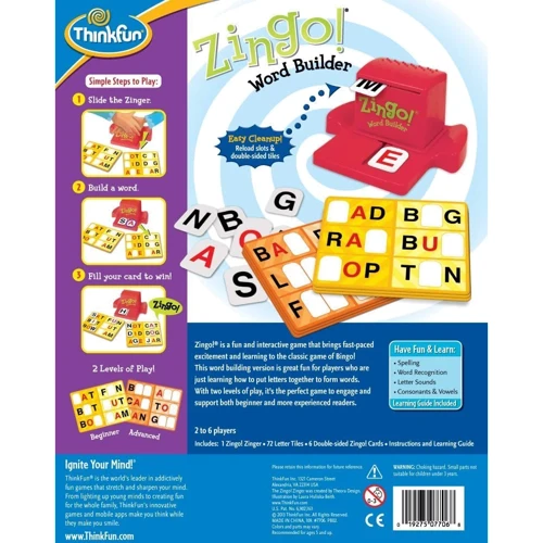 Дитяче лото ThinkFun Zingo Word Builder Будівництво слів (7706): Вік от 5-ти лет