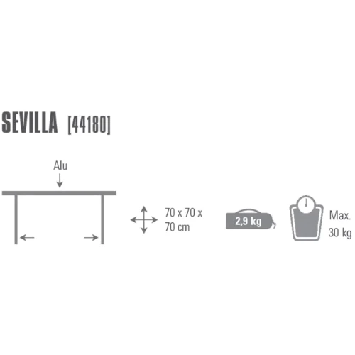 Стол для кемпинга High Peak Sevilla Silver (44180): Размер 70 x 70 x 70 см
