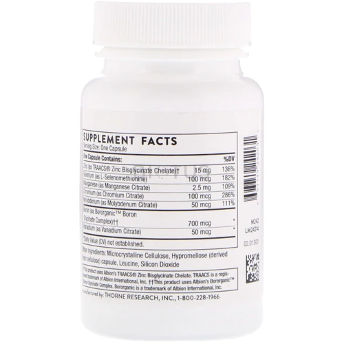 Thorne Research Trace Minerals 90 Veggie Caps Микроэлементы: Тип Мультиминералы