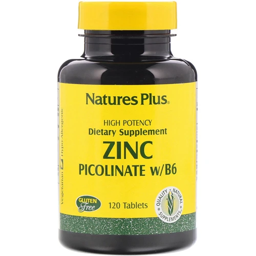 Nature's Plus, Zinc Picolinate w/B-6, 120 Tablets (NTP3625)