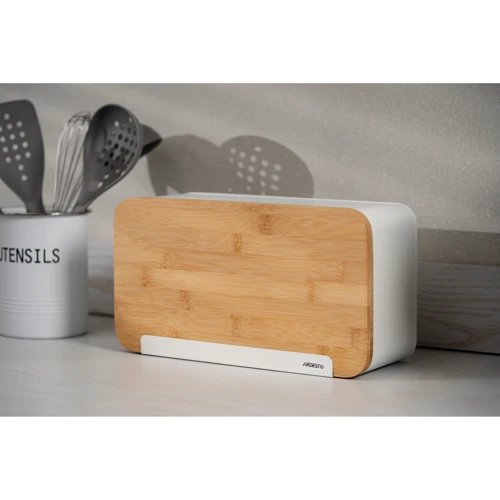 Хлібниця Ardesto Midori 33х13х18 см метал бамбук Білий (AR0914WB)