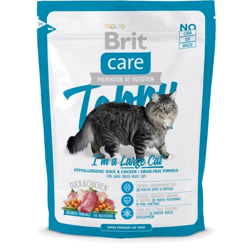 Сухой корм для кошек крупных пород с курицей и уткой Brit Care Tobby I am a Large Cat 0.4 кг (8595602513000)