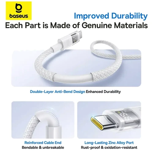 Кабель Baseus USB Cable to USB-C Display 2 Fast Charging Data 100W 1m White (P10382701211-00) фото 13
