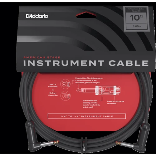 Інструментальний кабель D'addario PW-AMSGRR-10 American Stage, Right-to-Right (3m)