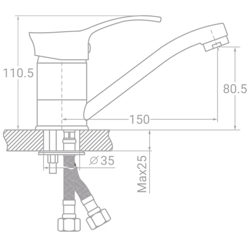 Змішувач для кухонного миття TAU SE-2B145C