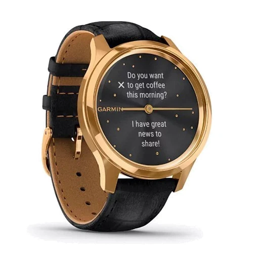 Смарт-годинник Garmin Vivomove Luxe 24K Gold PVD Stainless Steel Case with Black Embossed Italian Leather Band (010-02241-22): Тип гаджета Дорослі смарт годинник