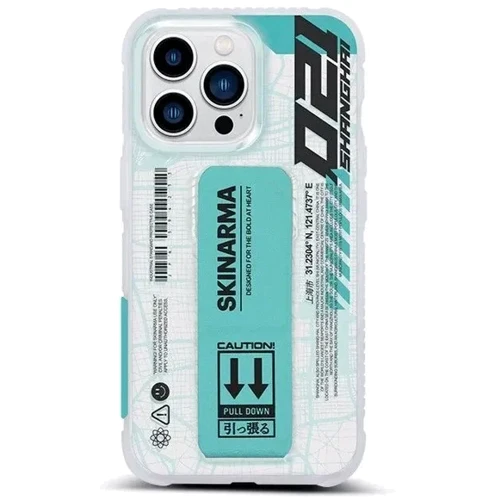 Чехол для iPhone SkinArma Ryoiki with Grips-Tand Clear/Turquoise for iPhone 13 Pro