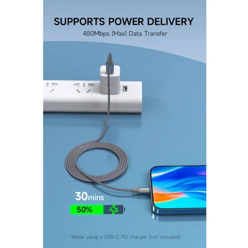 Кабель Romoss Cable USB-C to Lightning CB1737 9V 3A 1m Gray (CB1737-631-G43H): Тип USB-C - Lightning