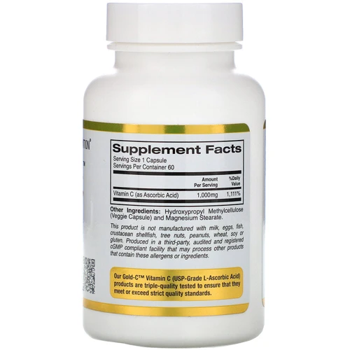 California Gold Nutrition Gold C, Vitamin C, 1,000 mg, 60 Veggie Capsules: Форма випуску капсули