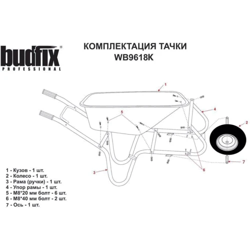 Тачка садово-будівельна Budfix WB9618K(84067): Тип тачка