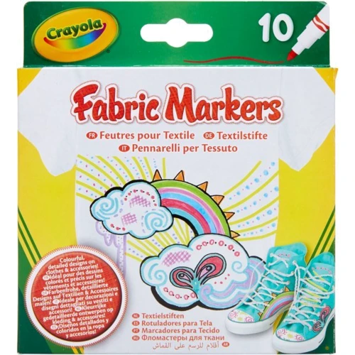 Набір фломастерів CRAYOLA Тонка лінія для малювання на тканині 10 шт (256353.012)