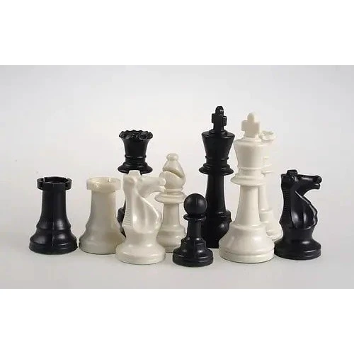 Шахові фігури ShachQueen Стаунтон пластик без обтяжувача 97 мм біло-червоні (E210red)