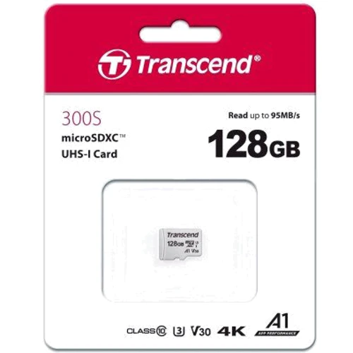 Карта памяти Transcend 128GB microSDXC Class 10 UHS-I U3 V30 A1 (TS128GUSD300S): Тип карты microSDXC