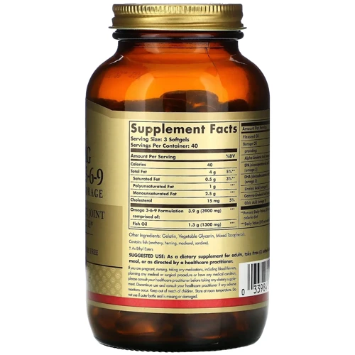 Solgar EFA, Omega 3-6-9, 120 Softgels Омега 3-6-9 (SOL-02028): Тип Омега 3-6-9