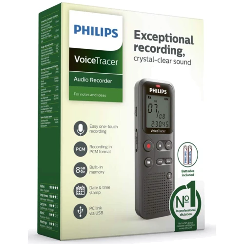 Philips DVT1120 8GB Black: Время автономной работы, ч 44