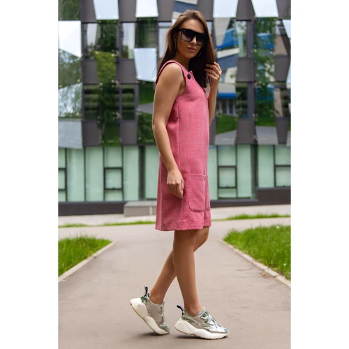 Сарафан FLFashion Сандра ФСС 3086 50 розовый повседневный до середины бедра: Вид Сарафаны