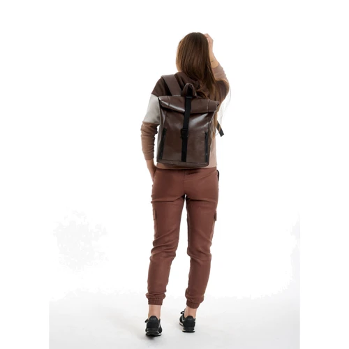 Женский рюкзак Sambag RollTop One коричневый (24208020): Фактура Матовая, Гладкая
