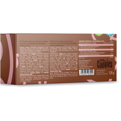 Какао-печенье OstroVit Cocoa Cookies with Brownie Cream Filling in Dark Chocolate 128 g: Пол Унисекс