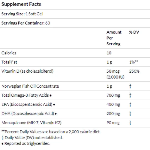 Carlson Labs Elite Omega-3 Plus D And K, Natural Lemon Flavor, 60 Soft Gels (CAR-17510): Форма випуску капсули