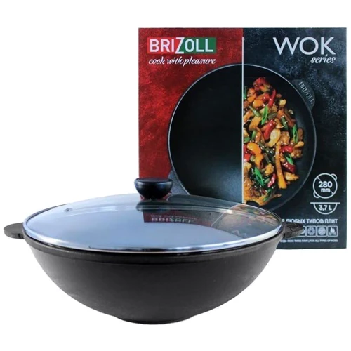 Сковорода Brizoll WOK 3.7 л (W28-6): Диаметр, см 28