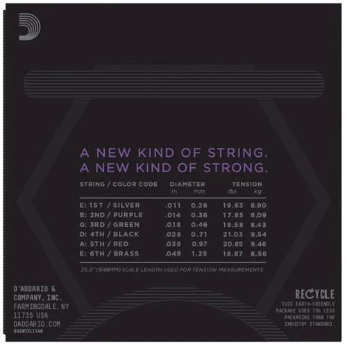 Струна для гитар Струны D`ADDARIO NYXL1149 MEDIUM (11-49): Назначение Для электрогитары