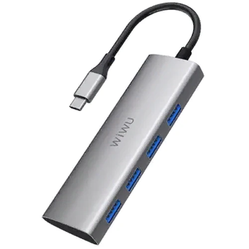 Адаптер WIWU Adapter Alpha 440 USB-C to 4xUSB Space Grey