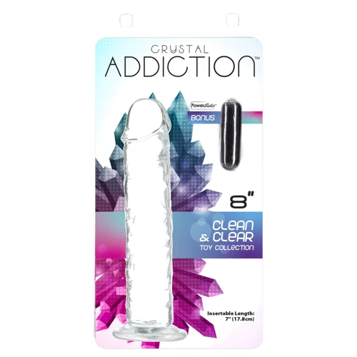 Прозрачный фаллоимитатор на присоске ADDICTION Vertical Dong 8" + вибропуля