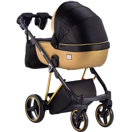 Универсальная коляска 2 в 1 Adamex Mimi Polar (Gold) Y836 черный (люрекс) - золотой кожа (выдавленная точка): Количество блоков 1