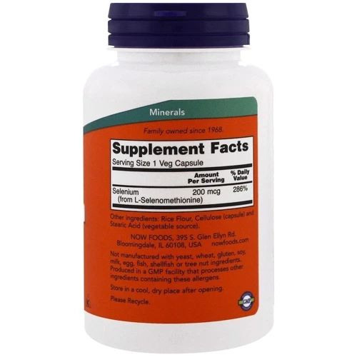 NOW Foods SELENIUM 200 mcg 180 VCAPS Селен: Тип Селен