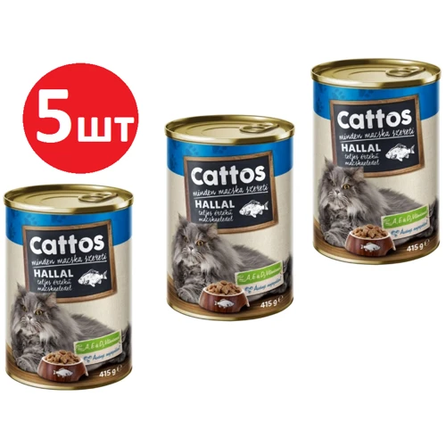 Влажный корм Cattos для взрослых кошек с рыбой 5х415 г (5999883273067)