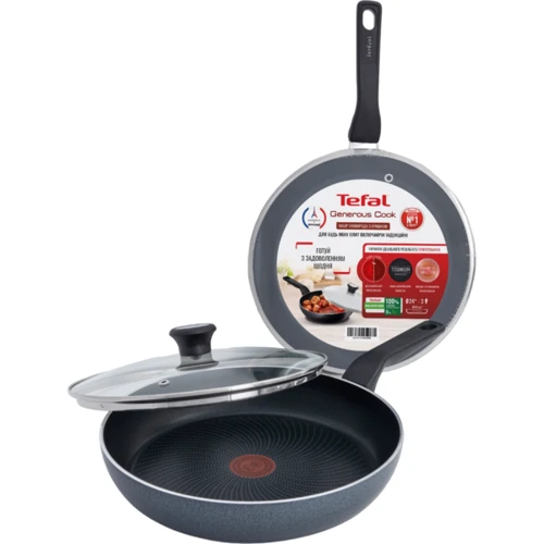Сковорода с крышкой Tefal Generous Cook 24 см (C2770453_SET): Дополнительно Ручка с отверстием для подвешивания, Ручка с отверстием для подвешивания, Индикатор нагрева